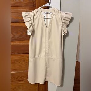 THML flutter sleeve leather dress